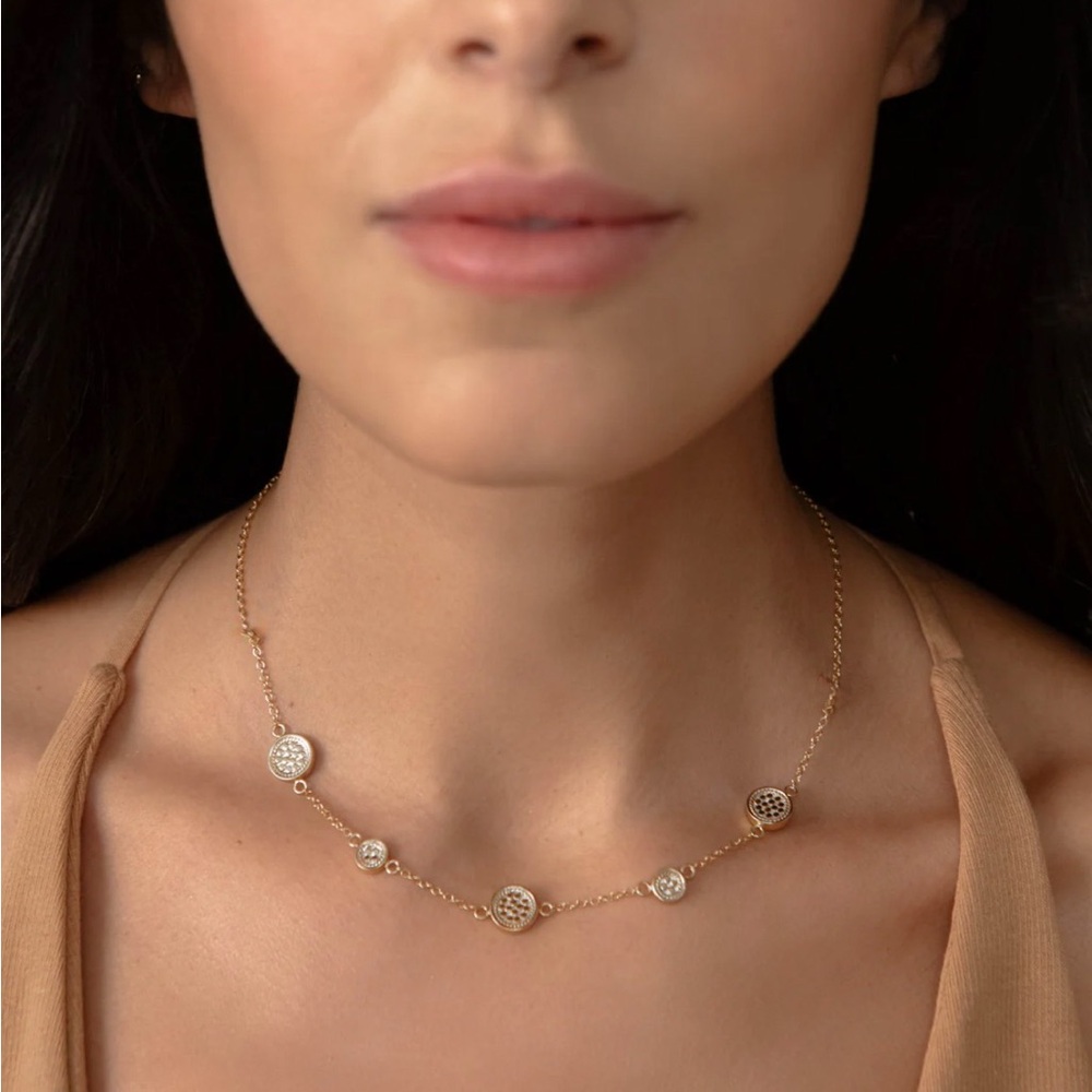 Anna Beck Modernist Sterling Silver Dot Disc Toggle Necklace